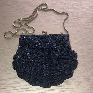 Vintage Beaded Clutch with Gold Chain